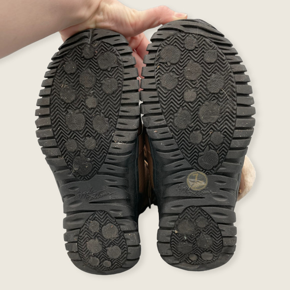 Apple Bottoms Narele Faux Fur Brown Vegan Material Buckle Lace Up Winter Boots 7 - Picture 6 of 9